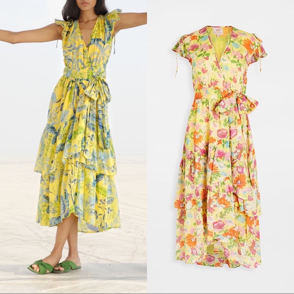 Banjanan Mercy Floral Short Sleeve Midi Wrap Dress - Picture 6 of 13